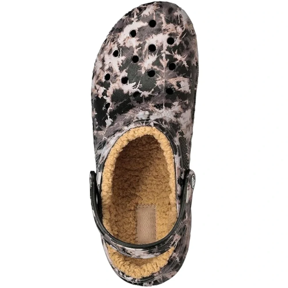 Crocs Classic Lined Tie Dye Clog Black/Bleach Dye Adult Men's Size 4 / Women's 6